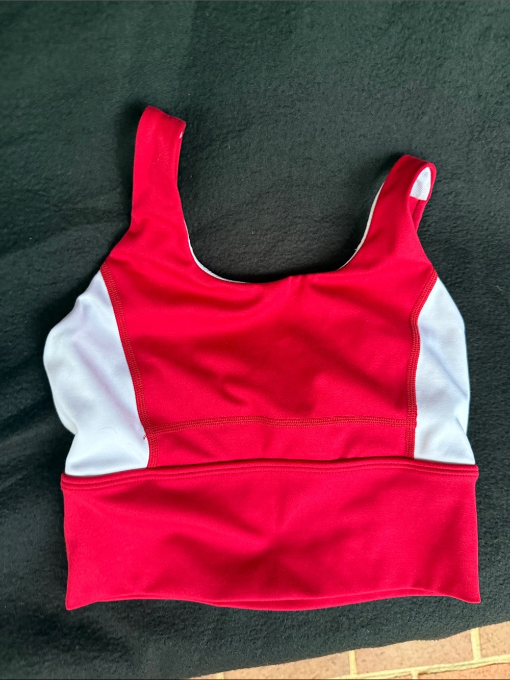 Girls' Red Tankini-Style Sport Tank Top with White Side Panels